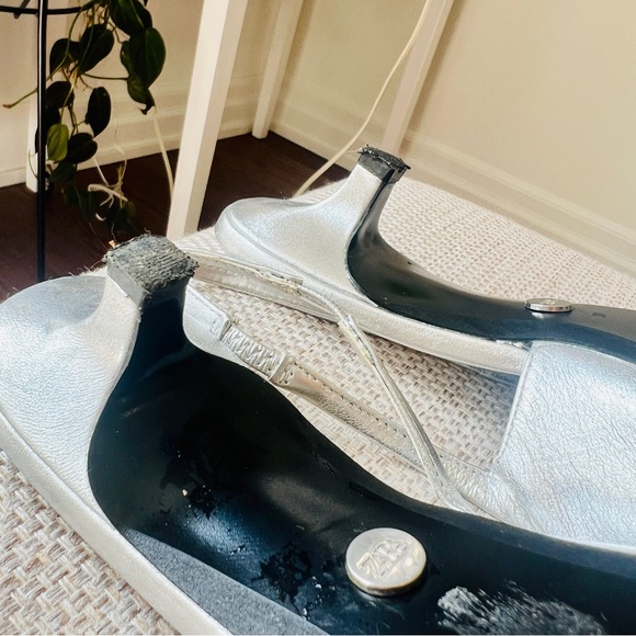 Zara | Silver Chrome Leather Slingback Shoes - Picture 9 of 13